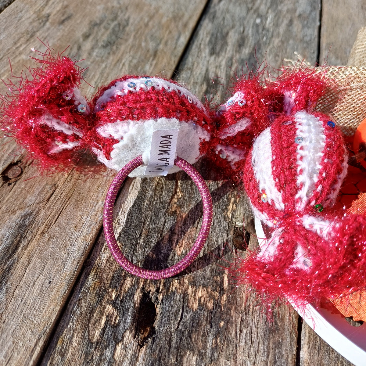 Rankų darbo plaukų gumelės mergaitėms saldainiai "Aguona" L